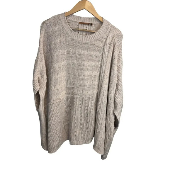 Belldini Asymmetrical Bat Wing Short Sleeve Cable Knit Ivory Sweater Women's XL - Picture 1 of 10